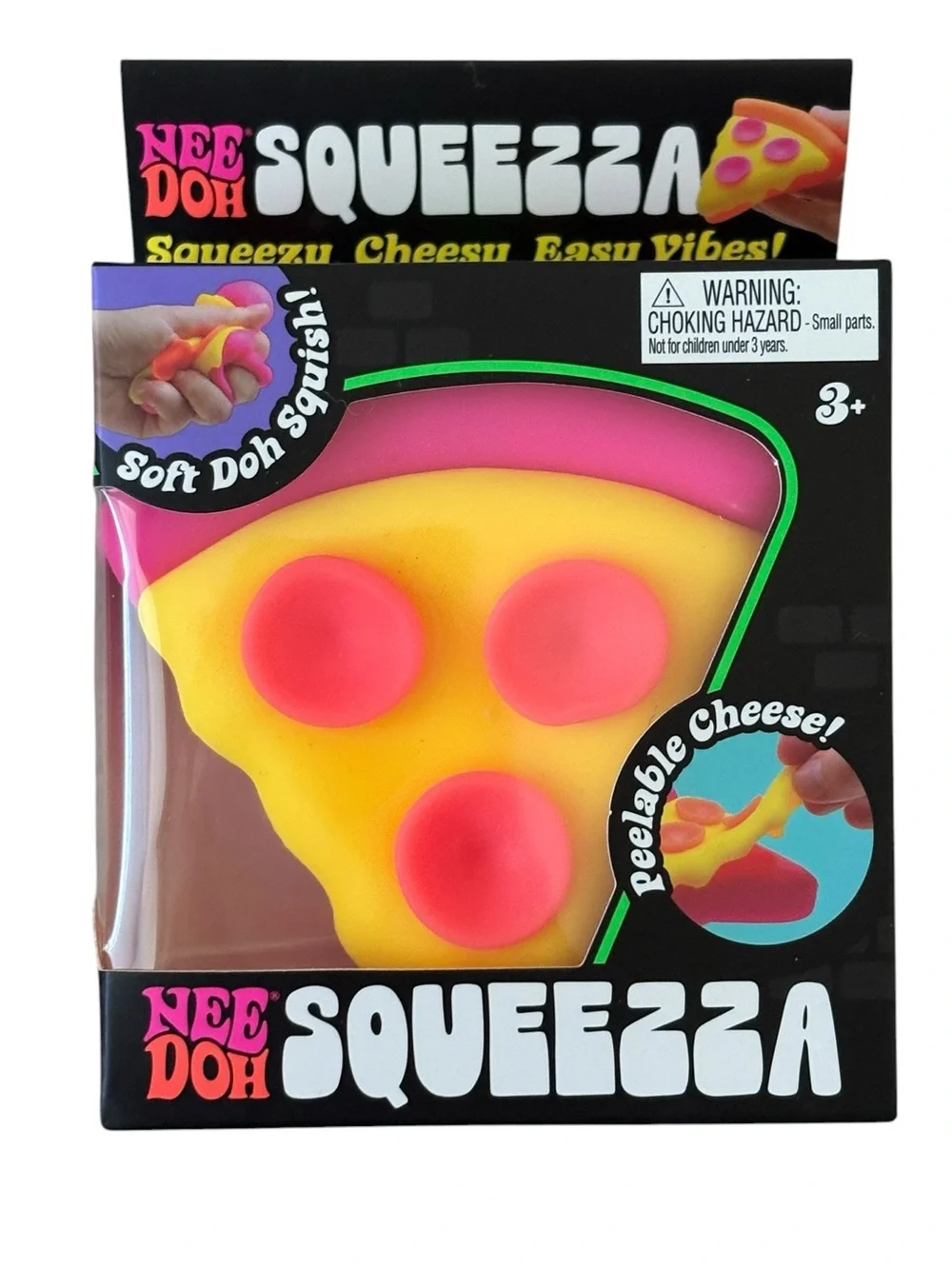 Needoh NEW Pizza Squeezza Squishy Pink Crust Authentic Fidget NIB